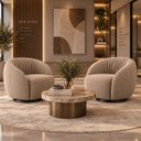 Ver imagem 1 de Kit 2 Poltrona Giratória 360° Orgânica Bouclé Sala Nuvem:Bouclê/Capuccino
