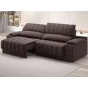 Ver imagem 1 de Sofá com Porta Copos Carregador USB Ret Rec Murano 2,30m Velosuede Chocolate - NETSOFAS