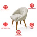 Ver imagem 4 de Kit 6 Poltrona Sala Decorativa Louis Veludo Gelo Pés Palito Castanho