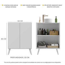 Gabinete Banheiro 2 Portas Retrô 63cm Multimóveis MP5006 Branco - 3