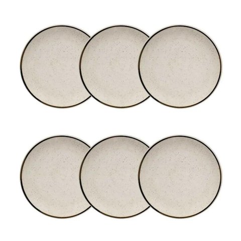 Conjunto de Pratos de Sobremesa 06 Peças Unni Brisa Oxford