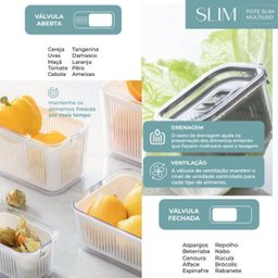 Pote Hermético Slim Com Cesto E Tampa Com Travas 1780Ml Branco 1769 Paramount - 3
