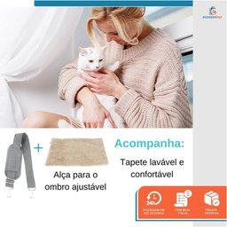 Kit Bolsa Pet Expansivel Transporte Viagem Cachorros e Gatos Cinza + Par de Luvas Magnética - Duke & - 4