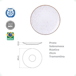 Conjunto de 12 Pratos Rústico Porcelana Tramontina - 4