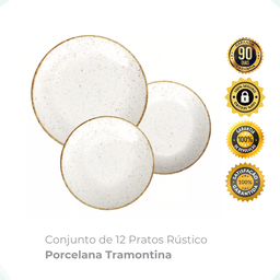 Conjunto de 12 Pratos Rústico Porcelana Tramontina - 2