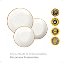 Ver imagem 2 de Conjunto de 12 Pratos Rústico Porcelana Tramontina