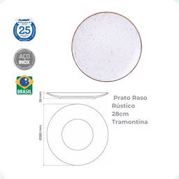 Conjunto de 12 Pratos Rústico Porcelana Tramontina - 3