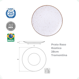 Conjunto de 12 Pratos Rústico Porcelana Tramontina - 5