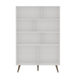 Estante Para Livros 2 Portas 6 Prateleiras com Pés Retro em Madeira Yescasa - 4