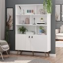 Ver imagem 1 de Estante de Livros Retrô 120cmx180cm Pés em Madeira Maciça 2 Portas 6 Prateleiras YesCasa