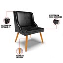 Ver imagem 3 de Kit 6 Cadeiras Estofadas para Sala de Jantar Pés Palito Lia Sintético Premium Preto - Ibiza
