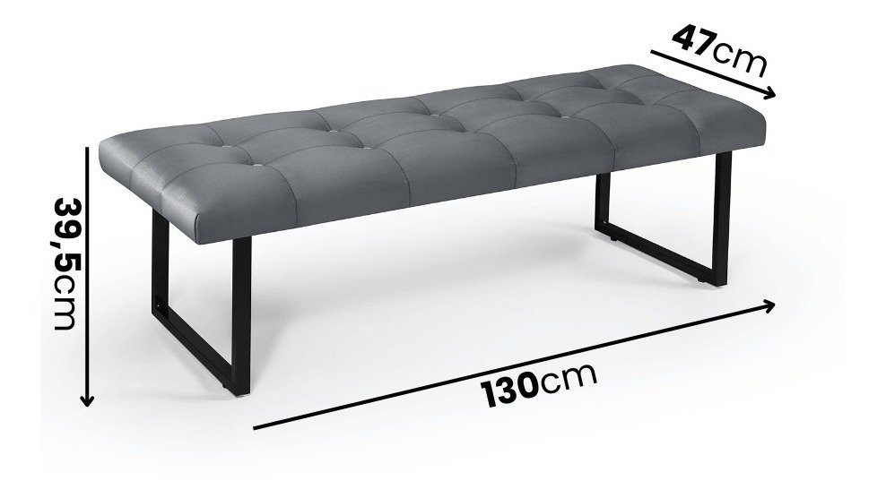 Recamier Quarto Sala Banco Ônix 130cm Industrial Pés Aço - Cinza - 2