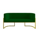 Ver imagem 4 de Sofá 2 Lugares com Base de Metal Dourada Reforçada Recepção Cor:verde