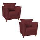 Ver imagem 1 de Conjunto 02 Poltrona Cadeira Decorativa Isis Clinica Escritório Suede Vermelho Bordô - LM DECOR