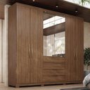 Ver imagem 2 de Guarda Roupa Casal Giardino 6 Portas 4 Gavetas Nogueira Touch com Espelho e Pés - Demóbile