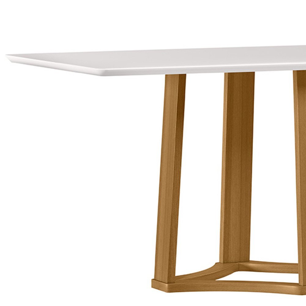 Mesa de Jantar Retangular 170cm Tampo MDF Vidro Trevisan N02 Ypê/Off White - Mpozenato - 6