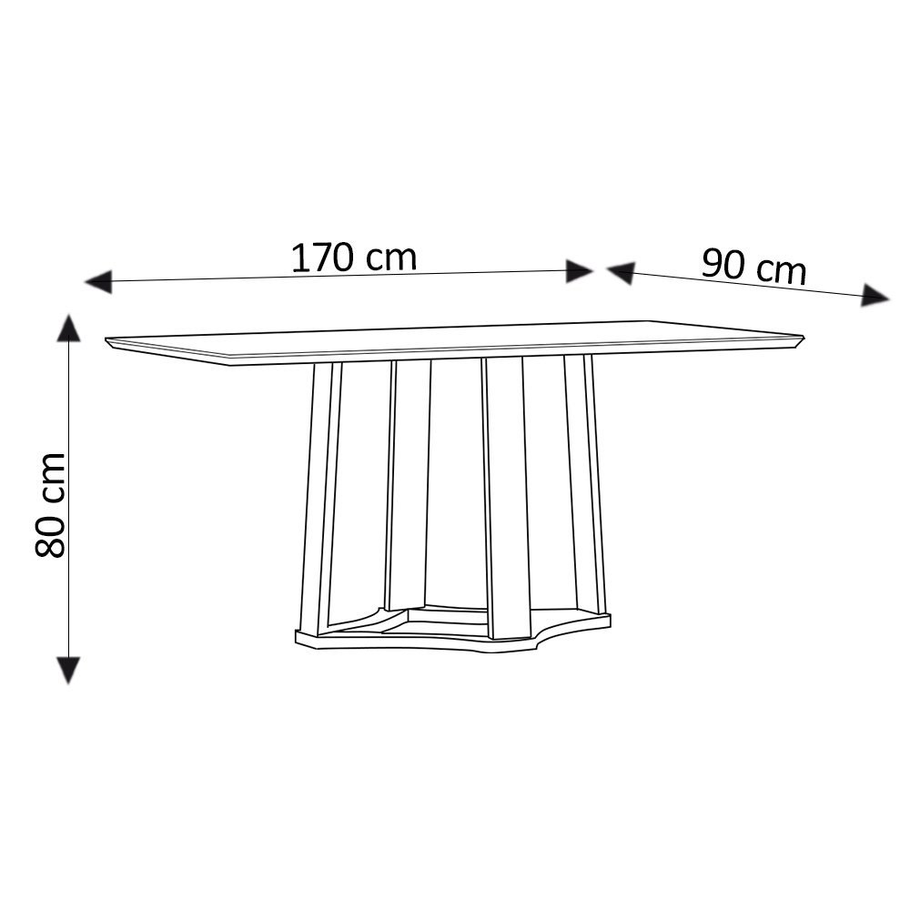 Mesa de Jantar Retangular 170cm Tampo MDF Vidro Trevisan N02 Ypê/Off White - Mpozenato - 4