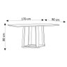 Mesa de Jantar Retangular 170cm Tampo MDF Vidro Trevisan N02 Ypê/Off White - Mpozenato - 4