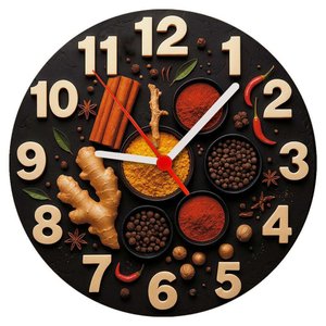 Relógio de Parede - Temperos -efeito 3d -25x25x2cm