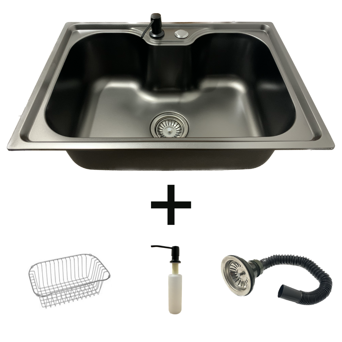 Cuba Pia Gourmet Aço Inox 304 Preto 60x42 C/ Acessórios