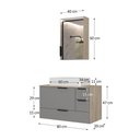 Ver imagem 4 de Conjunto Gabinete Banheiro Yaris 80cm (gabinete + Cuba + Espelheira +tampo Vidro) Madeirado / Cinza