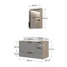 Conjunto Gabinete Banheiro Yaris 80cm (gabinete + Cuba + Espelheira +tampo Vidro) Madeirado / Cinza - 4