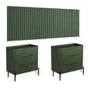 Ver imagem 2 de Conjunto Painel Ripado Bend 6 Gavetas MDF Musgo com Preto Casa Lar Shop