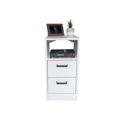 Mesa de Cabeceira Branca 30cm 2 Gavetas Mdf Quarto Gaveteiro Puxador Arquivo-sem Rodinhas (montado) - 5