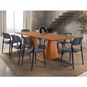 Ver imagem 1 de Conjunto Sala de Jantar Mesa Noronha 220cm Madeira Tampo Laminado Barril com 8 Cadeiras Zoe Moderna