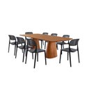 Ver imagem 2 de Conjunto Sala de Jantar Mesa Noronha 220cm Madeira Tampo Laminado Barril com 8 Cadeiras Zoe Moderna