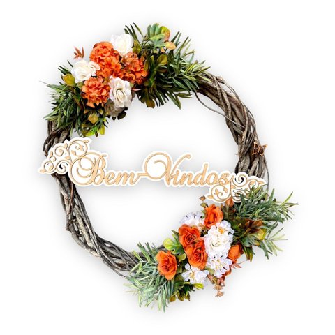 Enfeite de Porta de Entrada Guirlanda de Flores - 50cm