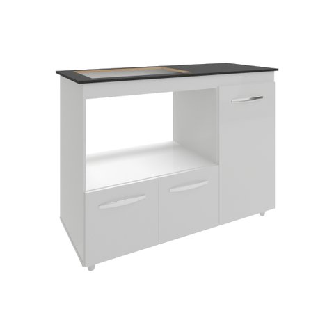 Balcão Armário Gabinete de Cozinha para Fogão Cooktop 4 Bocas e Forno 3 Portas Alana Mobília Decor B