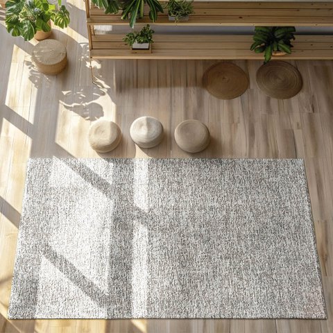 Tapete Sisal Sala Quarto 200x250 Tecido Sintético Mesclado - Palha com Bege