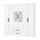 Ver imagem 2 de Guarda-Roupa Solteiro com Espelhos 6 Portas e 2 Gavetas 153cm Multimóveis CR35569 Branco