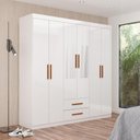 Ver imagem 1 de Guarda-Roupa Solteiro com Espelhos 6 Portas e 2 Gavetas 153cm Multimóveis CR35569 Branco