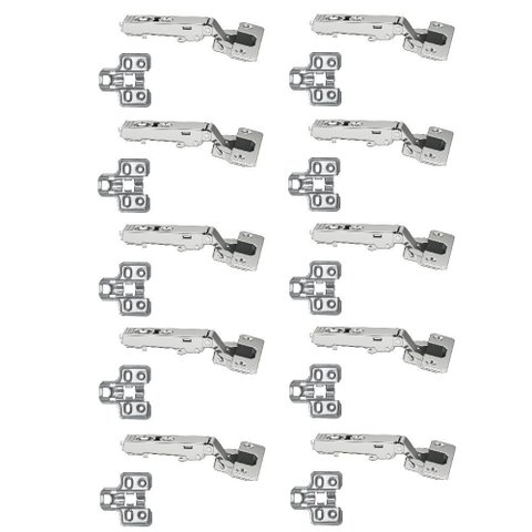 Kit 10 Dobradiçaa 35mm 105º Reta Metalla 110 com Calço Clip-on e Amortecedor Hafele 01 Kit