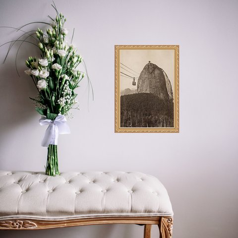 Quadro Moldura Dourada Rio de Janeiro 33x24cm:com Acetato