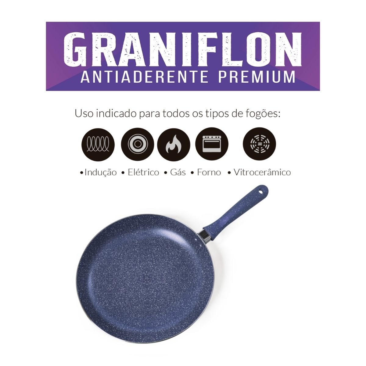 Frigideira Antiaderente 20cm Azul Graniflon Moda do Chef - 5