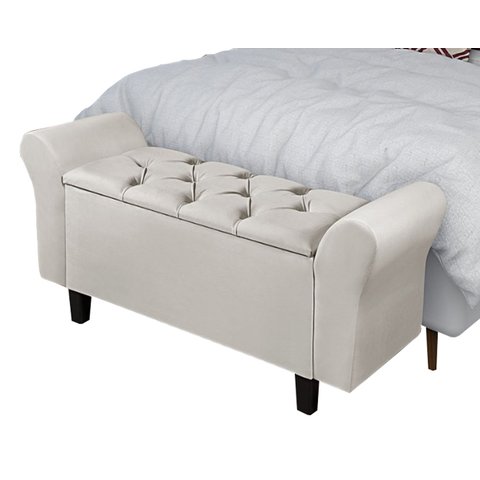 Recamier Baú 1,50m Lara Premium para Cama Casal Estilo Decorativo Closet Estofado Cor Bege