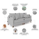 Ver imagem 3 de Sofá 3 Lugares Living 192cm Pé Madeira Zoe Boucle Cinza Z08 - Mpozenato