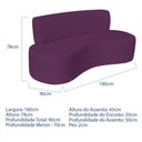 Ver imagem 2 de Sofá Curvo Orgânico Escritório Recepção 3 Lugares Amsterdã 160cm Suede Cor Roxo