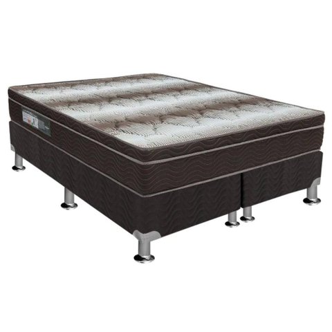 Cama Box Queen: Colchão Ortopédico Ortobom Light OrtoPillow + Base CRC Courano Black(158x198)
