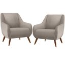 Ver imagem 1 de Kit 02 Poltronas Decorativa Fixa Pés de Madeira Paloma D02 Linho Bege C-107 - Lyam Decor