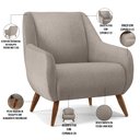 Ver imagem 4 de Kit 02 Poltronas Decorativa Fixa Pés de Madeira Paloma D02 Linho Bege C-107 - Lyam Decor