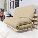 Ver imagem 1 de Sofa Cama Casal Futon Oriental Bege Madeira Maciça