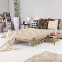 Ver imagem 2 de Sofa Cama Casal Futon Oriental Bege Madeira Maciça