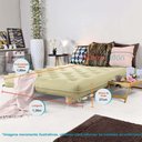 Ver imagem 7 de Sofa Cama Casal Futon Oriental Bege Madeira Maciça