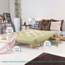 Sofa Cama Casal Futon Oriental Bege Madeira Maciça - 7