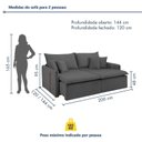 Ver imagem 3 de Sofá Cama Retrátil e Reclinável 3 Lugares Veludo Cinza Windson 200cm Yescasa
