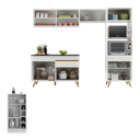 Ver imagem 4 de Armário de Cozinha Modulado com Bancada Americana Multimóveis Mp2209 Branco/dourado